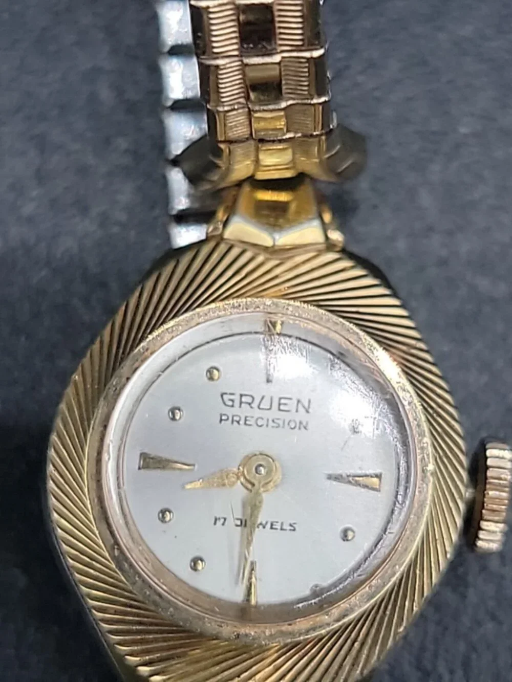 Vtg 1967 Gruen Ladies Cocktail Watch 10KGP Florentine Bezel 10KGF Speidel Band